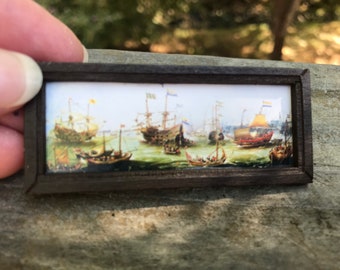 1:12 Quadro miniatura in cornice d'argento per casa delle bambole 1:12 Quadro miniatura in cornice d'argento per casa delle bambole
