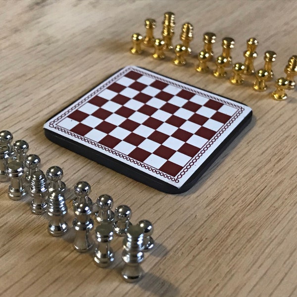Dollhouse Miniature Chess Board Set