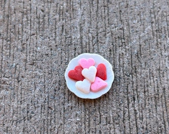 Dollhouse Miniature Heart Cookies on Plate