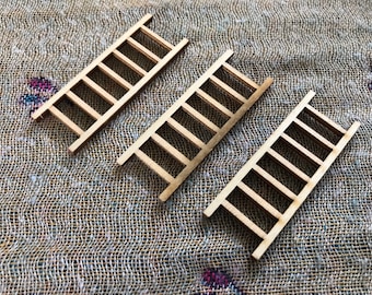 Dollhouse Miniature Wooden Ladders - set of 3