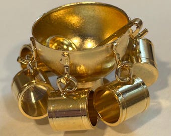 Miniature Brass Punch Bowl Set