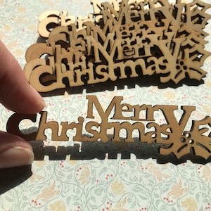 Miniatur Holz Frohe Weihnachten - 10 Teile