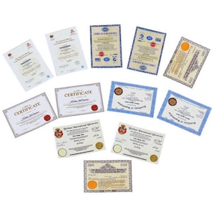 Miniatuurcertificaten poppenhuis: 12 stuks