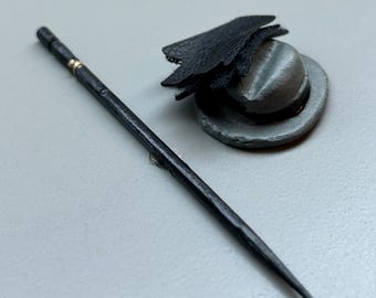 Miniature Hat, Gloves, and Walking Stick