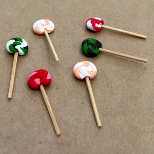 Dollhouse Miniature Peppermint Candy Cane Lollipops - 5 pieces