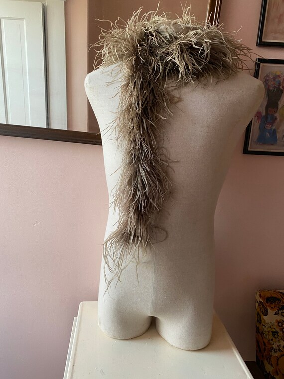 Vintage Mocha Brown Ostrich Feather Boa - feather