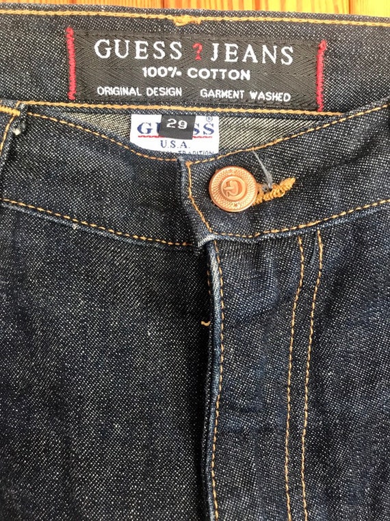 Vintage 90s Guess Jeans Sz 29 Dark Blue - Black Label 34in Vintage 90s Guess Jeans Sz 29 Dark Blue - Black Label 34in