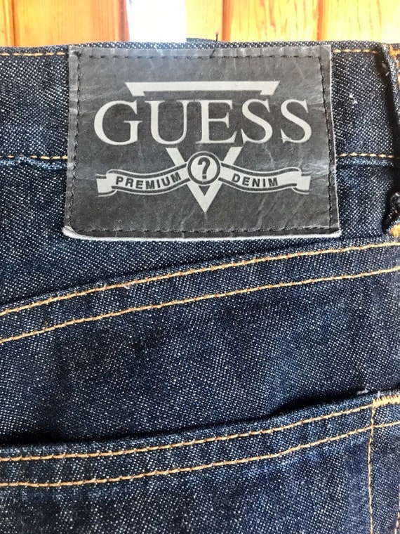 Vintage 90s Guess Jeans sz 29 dark blue - black l… - image 3