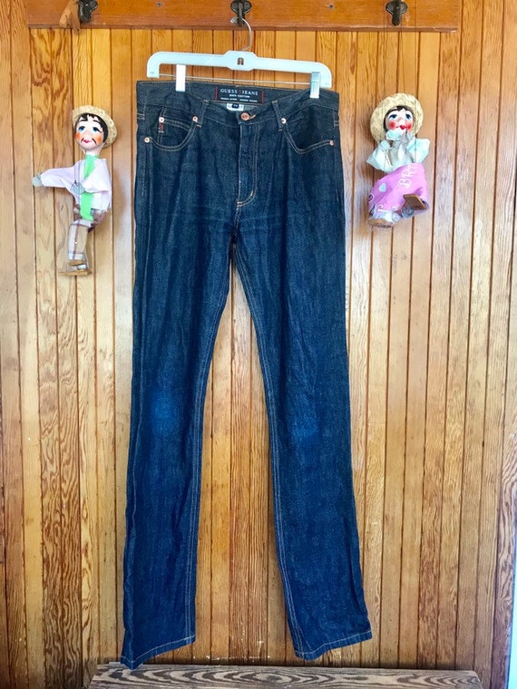 Vintage 90s Guess Jeans sz 29 dark blue - black l… - image 9