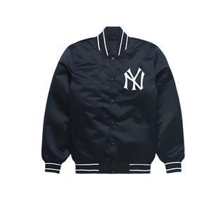 New York Yankees Satin Varsity Jacket – 90s Blue MLB Bomber – Vintage Retro Baseball Coat – Unisex Letterman Fan Gift