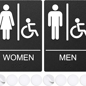 Washroom Sign ADA Restroom Sign for Men and Women 9x6 With Braille ...