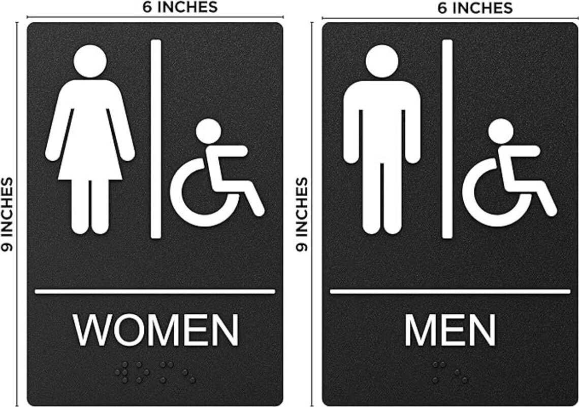 Washroom Sign ADA Restroom Sign for Men and Women 9x6 With Braille ...