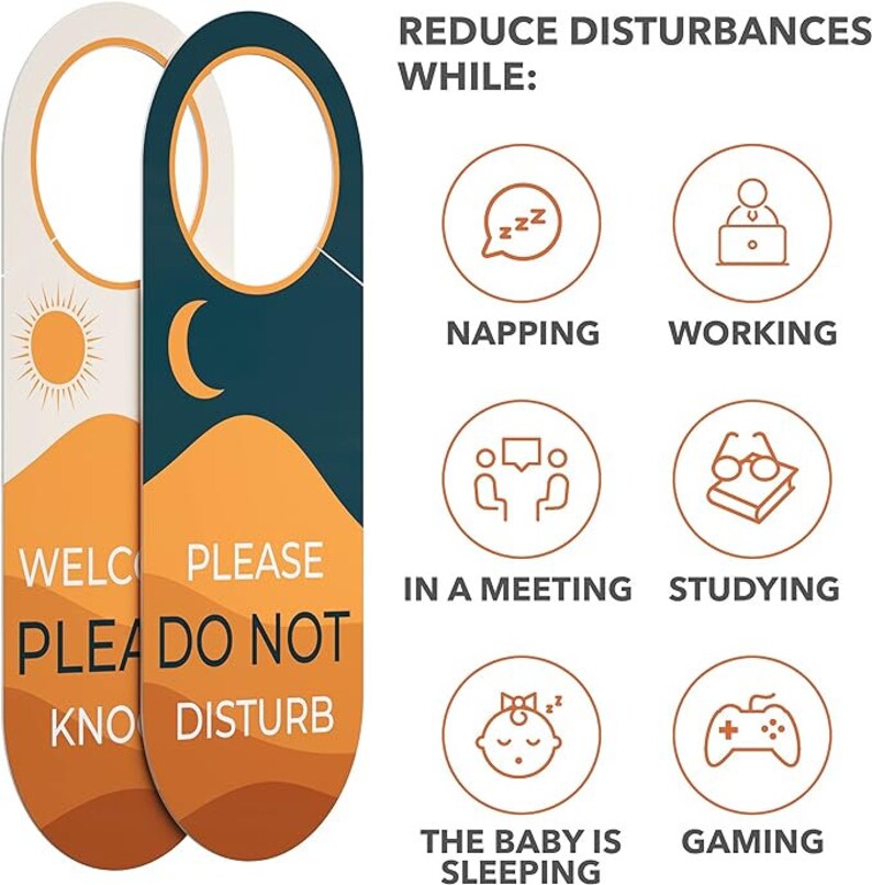 Cartello Porta Ufficio Con 6 Scritte - Do Not Disturb, Welcome, Meeting E Altri Stati