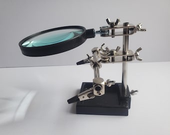 Third Hand Soldering Iron Stand Helping Clamp Vise Clip Tool Magnifying Glass