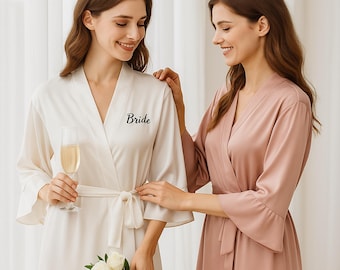 Custom bridesmaid satin Robes,Bridesmaid Robes, Bridal Party Satin Robe,Personalized Bachelorette Gifts,Bridesmaids Gifts,Monogram Robes
