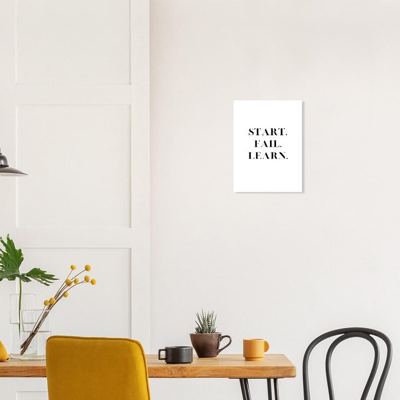 Start Fail Learn, Motivational Wall Art, Motivational Poster, Office