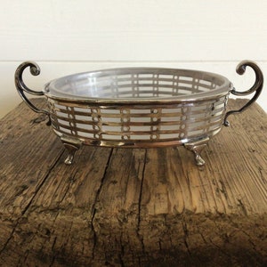 Vintage Butter Dish~Silver Plated and Glass~Tableware~