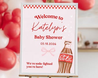 Ready to Pop Baby Shower Welcome Sign & Games Bundle (Canva Template Digital Download)