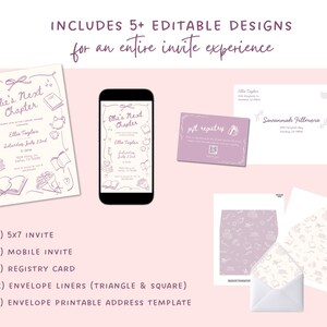 Book Bridal Shower Invitation: Her Next Chapter, Editable Template (Digital Download) image 4