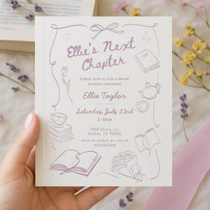 Book Bridal Shower Invitation: Her Next Chapter, Editable Template (Digital Download) image 6