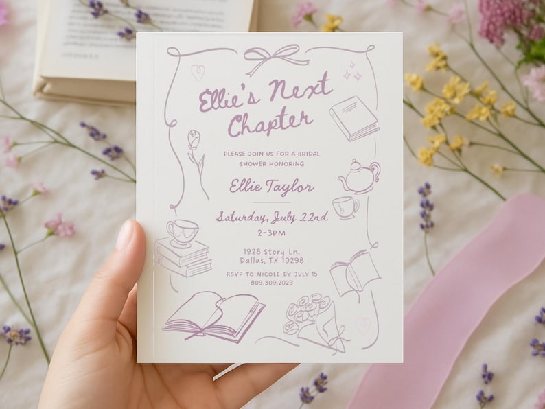 Book Bridal Shower Invitation: Her Next Chapter, Editable Template (Digital Download) image 6