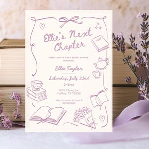 Book Bridal Shower Invitation: Her Next Chapter, Editable Template (Digital Download) image 2