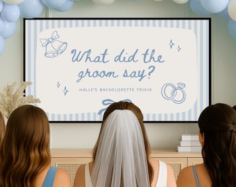 What Did The Groom Say Bachelorette Trivia Game, Bach Drinking Game for Hens Party, Seashells and Wedding Bells, Power Point Game