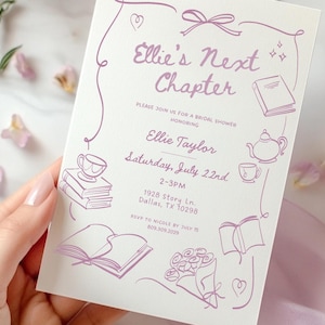 Book Bridal Shower Invitation: Her Next Chapter, Editable Template (Digital Download) image 1