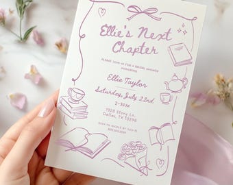 Book Bridal Shower Invitation: Her Next Chapter, Editable Template (Digital Download)