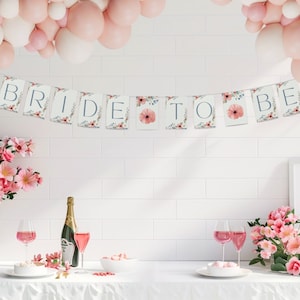 Floral Bridal Shower Banner Template, Editable Wildflower Banner, Bridal Shower Invitation template, Spring Summer Floral Party