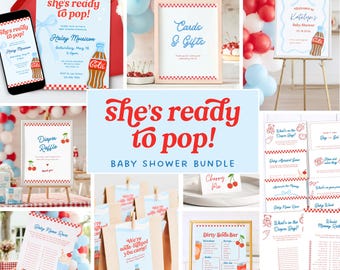 Pacchetto Baby Shower Blu Pronto all'Uscita: Modello Canva modificabile per Baby Shower (download digitale)