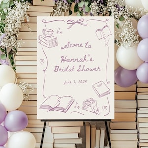 Book Lover Bridal Shower Welcome Sign: Editable Template (Digital Download)