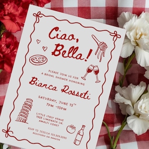 Ciao Bella Bridal Shower Invitation, That&#39;s Amore Bridal Shower Invite,  Italian Themed Dinner Party, Editable Canva, Digital Download