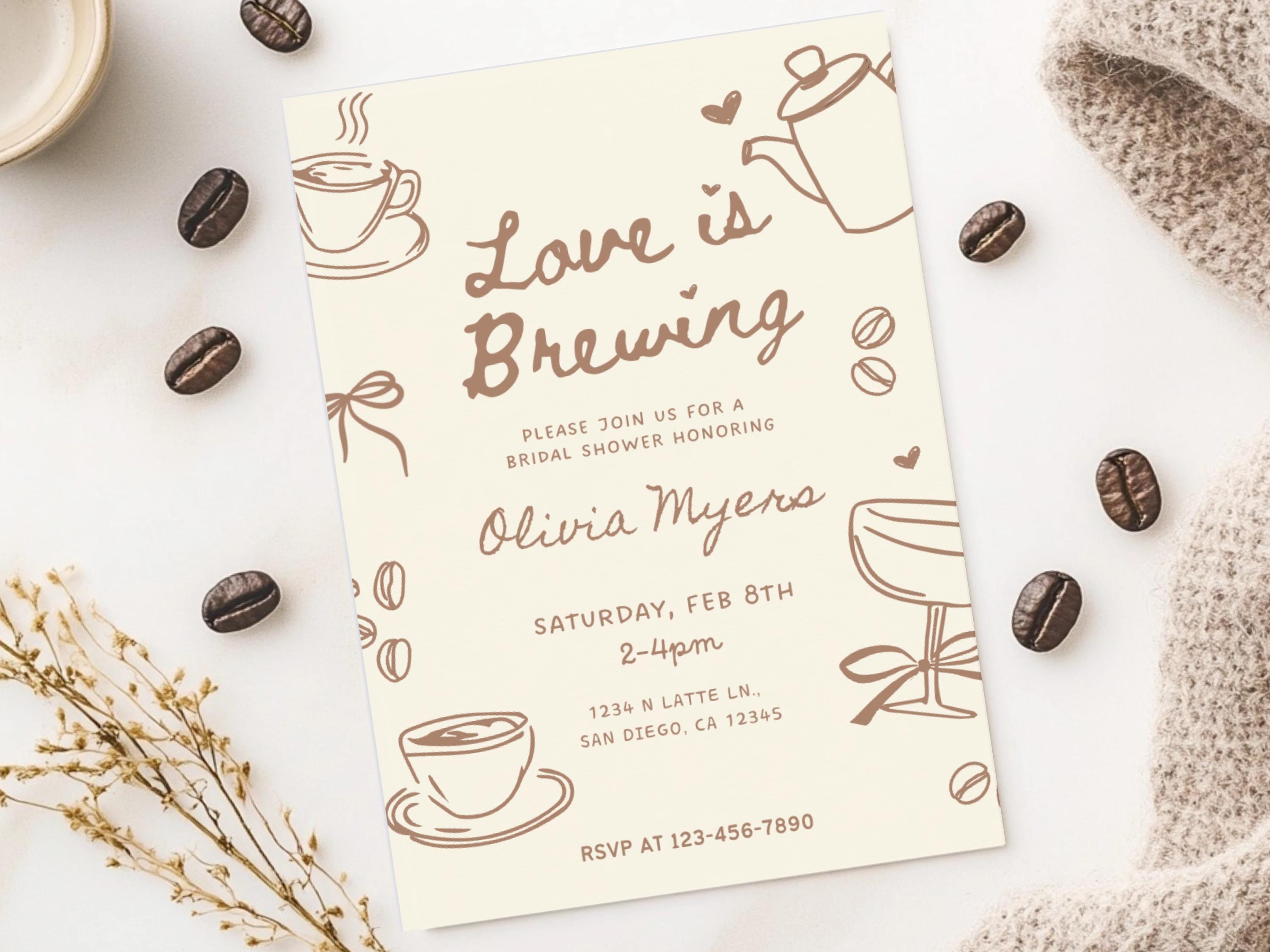 Love is Brewing Bridal Shower Invitation: Coffee Theme (digital