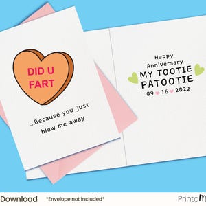 Cartão de aniversário engraçado "Você peidou" para marido, esposa, namorado, namorada, parceiro, casais, namoro ou celebração de casamento, modelo Canva