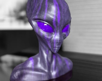 Réplica de busto de cabeça alienígena, piloto de OVNI, pintado à mão, abduzido renderizado, 14 polegadas
