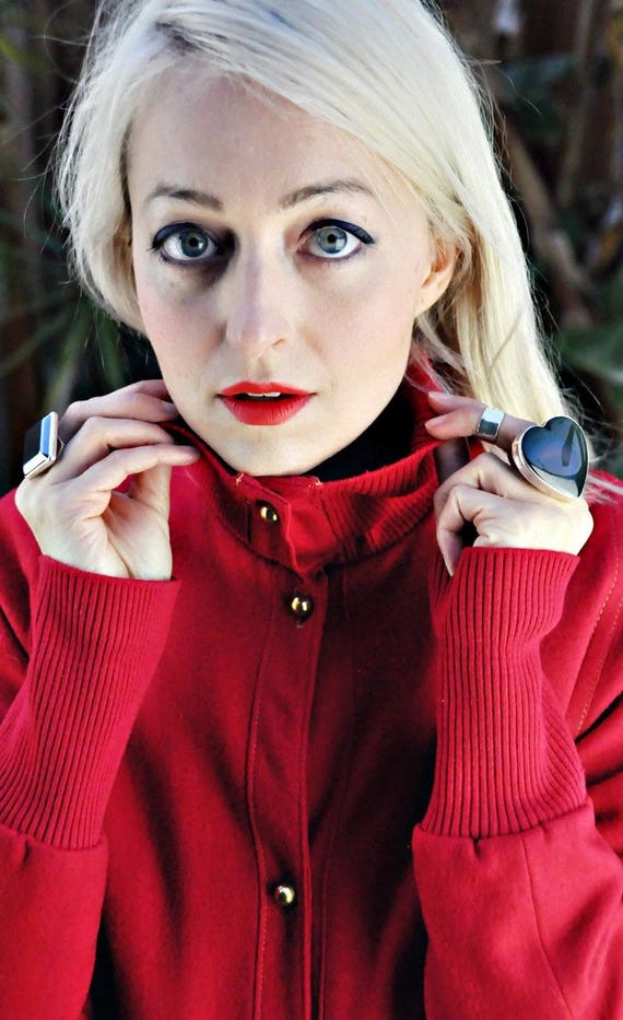BONNIE CASHIN Vintage 50s Cranberry Red Wool+Knit