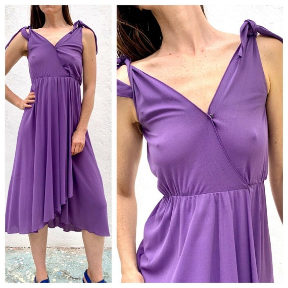DIANE VON FURSTENBERG Vtg 70s Purple Wrap Party Co
