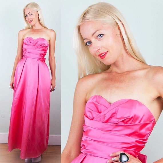 Barbie Pink Vintage 50s Material Girl Strapless Pink Satin Etsy