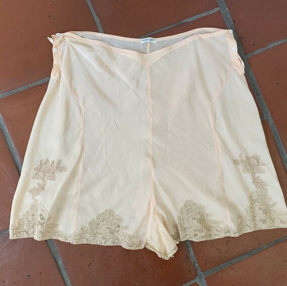 Rare XXL c. 1932 30s Vintage Peach Silk Lace Tap P