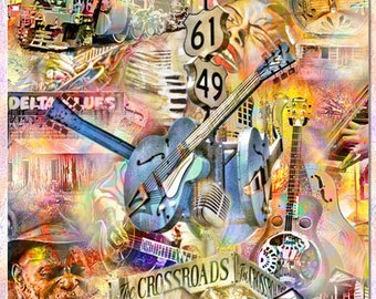 Blues The Crosses Roads, an Artistic Collage