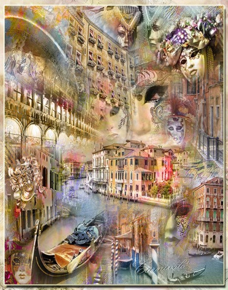 Obras de arte de Venecia un Collage artístico Etsy