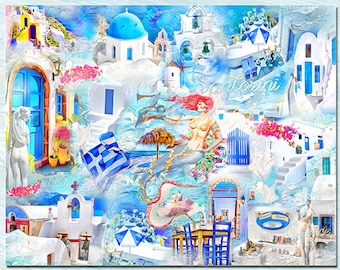 Santorini Greece an Artistic Collage