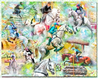 Eventing Jumping, an Artistic Collage