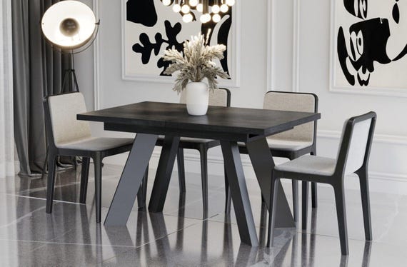 Dining table COMO 130-210 cm concrete dark / MDF dining room table extendable expandable kitchen table