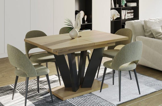 Dining table ALEX 130-210 cm natural oak / MDF dining room table extendable expandable kitchen table