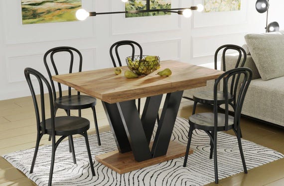 Dining table LARA 130-210 cm oak craft gold / MDF dining room table extendable expandable kitchen table