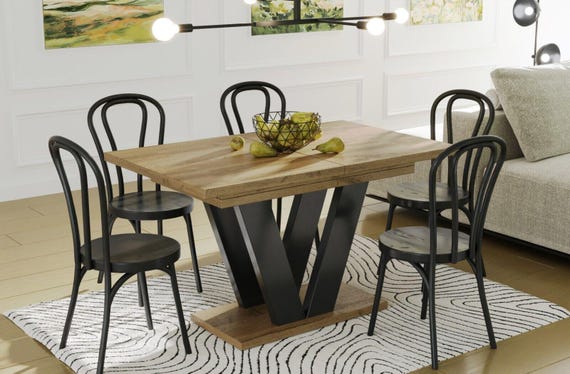 Dining table LARA 130-210 cm oak Wotan / MDF dining room table extendable expandable kitchen table