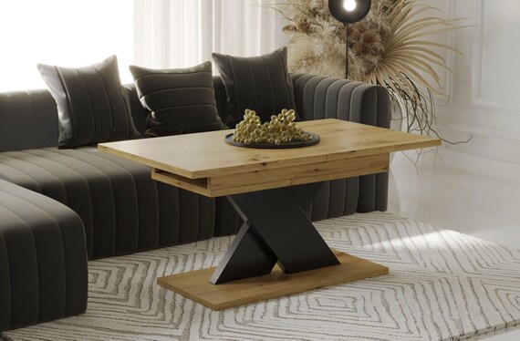 Coffee table ILO 110-140 cm oak / MDF extendable living room table functional coffee table expandable sofa table modern design