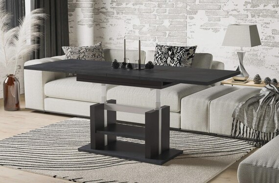 Coffee table DIOR 110-170 cm oak/MDF extendable and height-adjustable living room table functional coffee table sofa table modern design